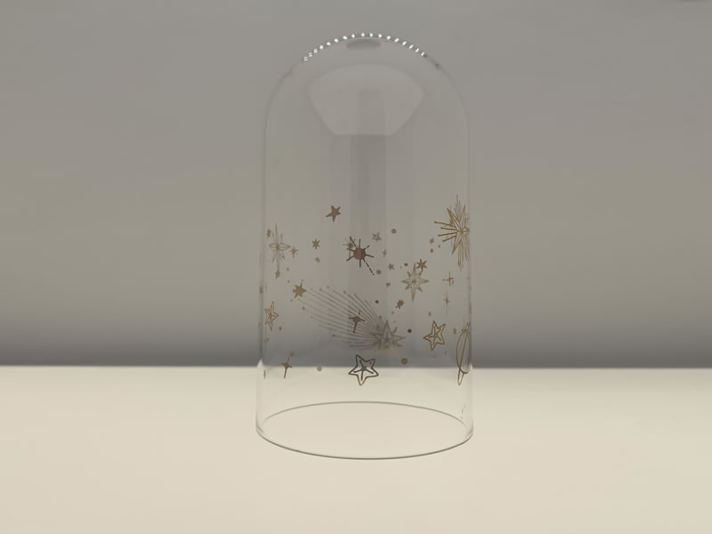 玻璃罩-U型玻璃罩烫金贴花
